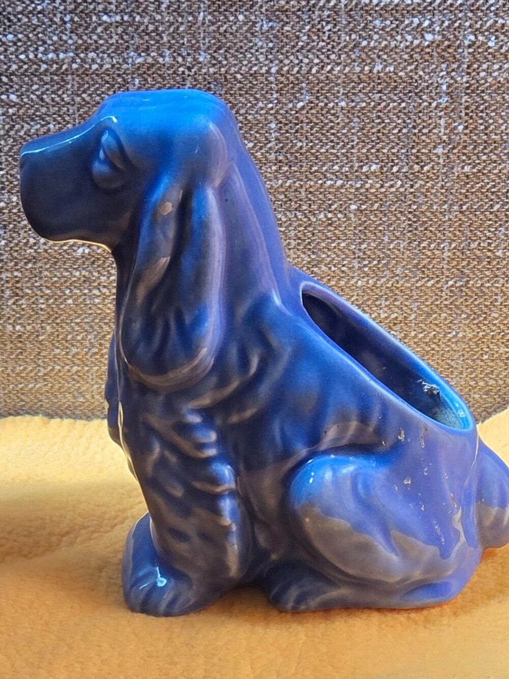 Vintage Shawnee Cocker Spaniel Blue Pottery Planter